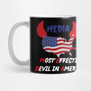 Media Most Effective Devil In America Funny Demon American flag design illustration Mug